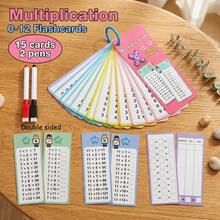 15 piezas de tarjetas didácticas reutilizables de multiplicación, que incluyen tarjetas didácticas de suma, resta y división, perfectas para que los estudiantes aprendan en casa o en el aula, un gran regalo para cumpleaños o regreso a clases - Multicolor - Ver 3