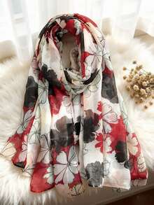 1 chiếc khăn choàng nữ in hoa thanh lịch, thích hợp cho mùa thu/đông, kiểu dáng Bohemian Bali bằng vải chiffon, phụ kiện khăn choàng duyên dáng thường ngày cho phái nữ, khăn che mặt cho ngày Valentine, khăn trùm đầu mềm mại. - Nhiều màu - Xem 6