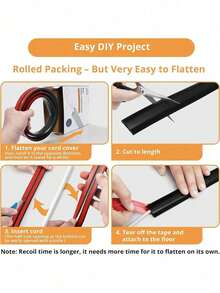 1 pieza Canaleta de cable de piso negro de PVC, autoadhesiva, retardante de llama y curvada, organizador de cables de piso adecuado para la gestión de cables y prevención de tropiezos, protector de cables, regalo del Día de la Madre - Negro - Ver 5