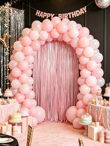 6pcs Pink Party Backdrop Curtain Decor, Girl Birthday Party Decoration, Birthday Party Backdrop Wall Decor, Glossy Birthday Banner, Pink Decor, Anniversary Decor, Wedding Decor, Shower Decor, Gender Reveal Party Decor, Pink Party Backdrop, Photo Booth Prop, Room Wall Decor, Home Decor, Room Decoration, Birthday Gift, Party Favors - Pink - View 5