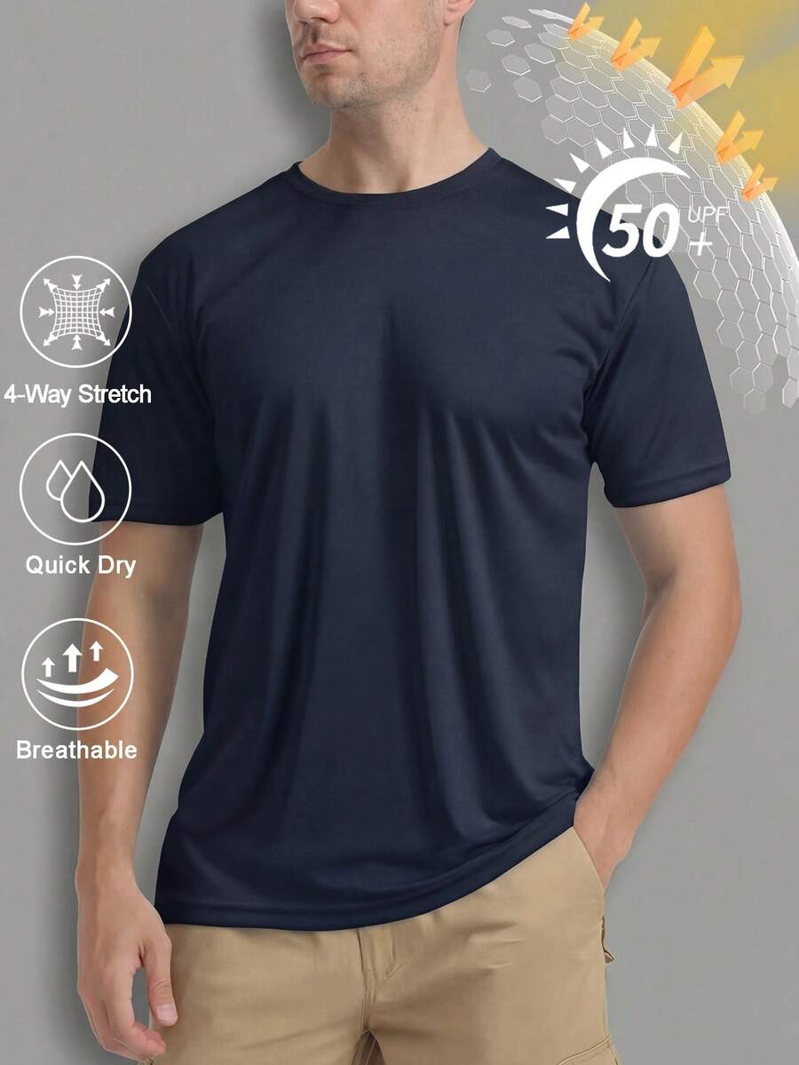 Cavva Men's UPF 50+ Sun Protection Short Sleeve T-Shirt Quick Dry Breathable Rash Vest Tee For Outdoor