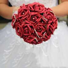 20PCS Artificial Rose Flower Heads Real Looking Foam Fake Roses For DIY Wedding Baby Shower Centerpieces Arrangements Party Tables Home Decorations Spring Decor Room Decoration, Valentine's Day Gift - Burgundy - View 5