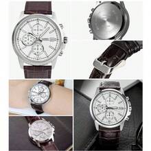 Casio MTH-5001L-7A Business Men's Watch, Chronograph Stopwatch Leather Strap 30m Waterproof Quartz Wristwatch - one-size - View 8