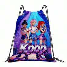 1pc Korean Style Pattern Drawstring Cinch Bag, Made Of Durable Oxford Fabric Soft Shell Material, Easy To Carry, Equipped With Practical Pockets, Perfect For Gym, Yoga, Travel, Football And Other Occasions, Also Suitable As A Gift, Soft Storage Bag - A - View 3