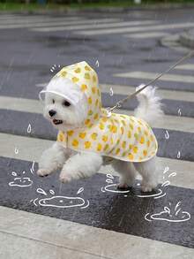 LUCKIE PAL 1pc Waterproof Raincoat With Cute Duck Print, Suitable For Chihuahua Small Dogs, Pet Rainwear For Cats And Dogs Going Out In Rainy Days - Multicolor - View 9