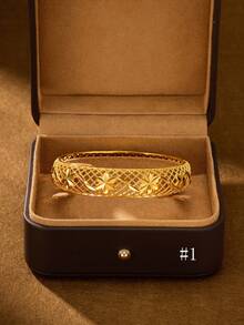 1/3 piezas Brazalete vintage chapado en oro de 24K, diámetro de 60mm, abierto, adecuado para uso diario de mujeres, sin caja de embalaje - Patrón cinco de Oriente Medio - Ver 12