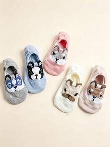 5 pares de calcetines tipo barco para mujer, estilo primavera y verano, 5 pares de calcetines invisibles antideslizantes divertidos y lindos con diseños de animales en 3D. Todos los patrones están hechos con tecnología de tejido jacquard de alta densidad en una sola pieza, y tienen una tira antideslizante de silicona de alta viscosidad incorporada en el talón de los calcetines, ajustándose suavemente a la superficie del pie sin estrangular, adecuados para usar en diversas ocasiones. - Multicolor - Ver 3