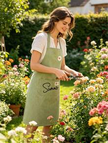 Cute Daisy Pattern Kitchen Apron, Women's Adjustable Waterproof Cooking Apron With Pockets, Summer Floral Apron Suitable For Baking, Grilling And Cleaning - Multicolor - View 2