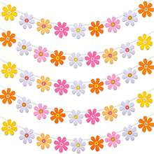 Bohemian Daisy Paper Garland - Colorful 60s & 70s Hippie Party Banner For Birthdays, Weddings, Youngsters Showers, And More - Vibrant Pink, Yellow, Blue, Orange, Purple, White Flowers With Green Stems - Perfect For Room Or Garden Decor, Daisy Party Decorations - Multicolor - View 1