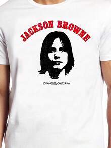 Jackson Retro T-Shirt - Red Print Retro Tee - Classic Crew Neck Casual Concert Tee - Suitable For All Seasons, Perfect For Fans And Casual Wear - Design B585 Los Angeles, California - White - View 6