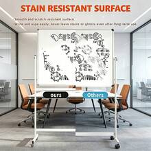 48"X36" Double-Sided Rolling Whiteboard On Wheels, 4'x3' Portable Magnetic Dry Erase Board With Stand, Mobile Standing Easel For Home Office Classroom, Silver - White - View 3