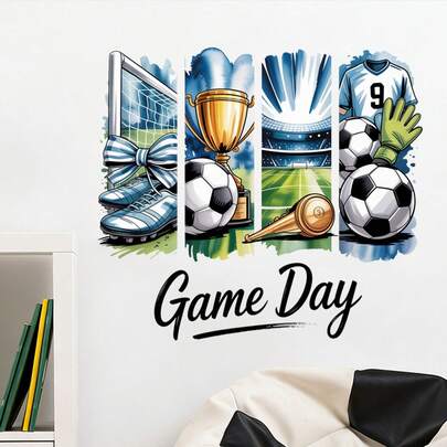 CHAILLY Hình dán tường bóng đá Game Day & Respect The Drip, decal dán tường thể thao bóng đá dễ dán cho phòng bé trai, trang trí nhà cửa theo chủ đề ngày thi đấu.