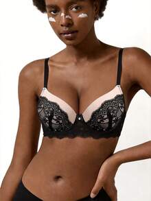 Women's Lace Padded Push-Up Bra - Comfortable Support And Lift - Black - View 10