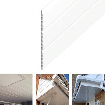 White UPVC Hollow Soffit Board 300mm X 5m Ceiling Cladding PVC Plastic