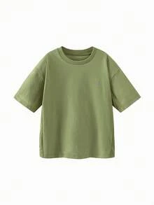 mini bala Camiseta de manga corta para niños, conjunto de verano transpirable de secado rápido con malla de ventilación 2026 - Verde militar - Ver 4