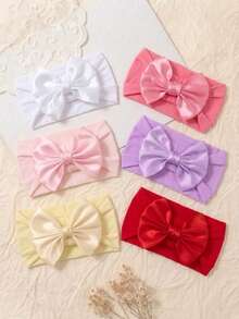 6pcs Newborn Candy Color Bow Headbands, Soft & Skin-Friendly Baby Hair Accessories, Suitable For Daily Wear In All Seasons - Multicolor - View 4