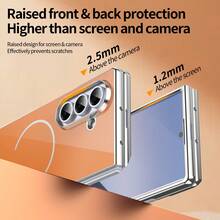 VIETAO Glass Back Panel Electroplated PC Magnetic Charging Phone Case Compatible With Samsung Galaxy Z Fold 4 5 6 7 Mobile Cover With Tempered Glass Screen Protector - Orange - View 5