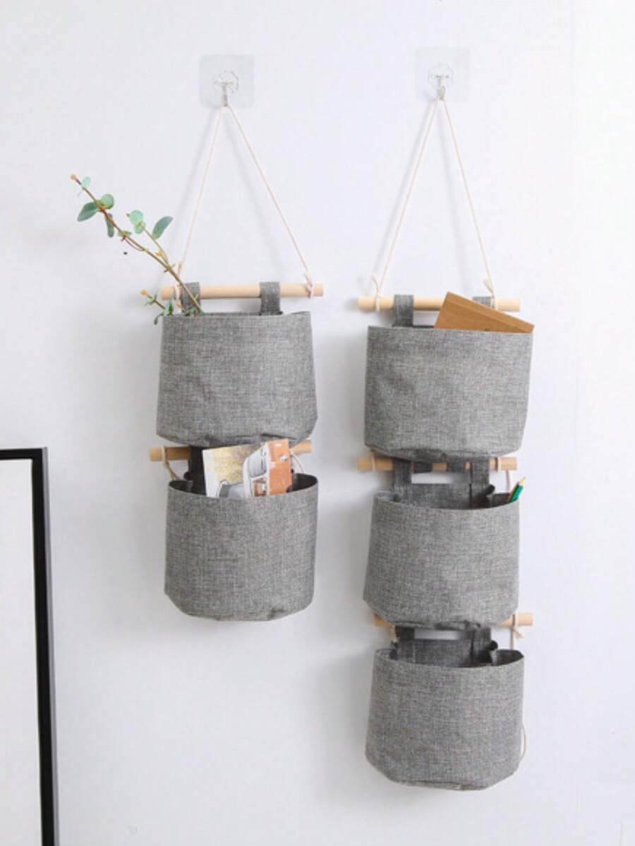 1pc/2pcs Wall-Mounted Storage Bags With Multi-Grid Detachable Hanging, Small Cloth Pockets Suitable For Behind Door, Space-Saving Door Shelf System For Dorm, Living Room, Home Decoration - Install Cloth Panels - View 1