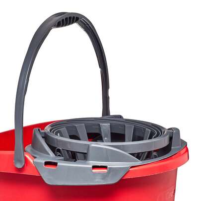 QuickWring Bucket, 2.5 Gallon Mop Bucket With Wringer, Red