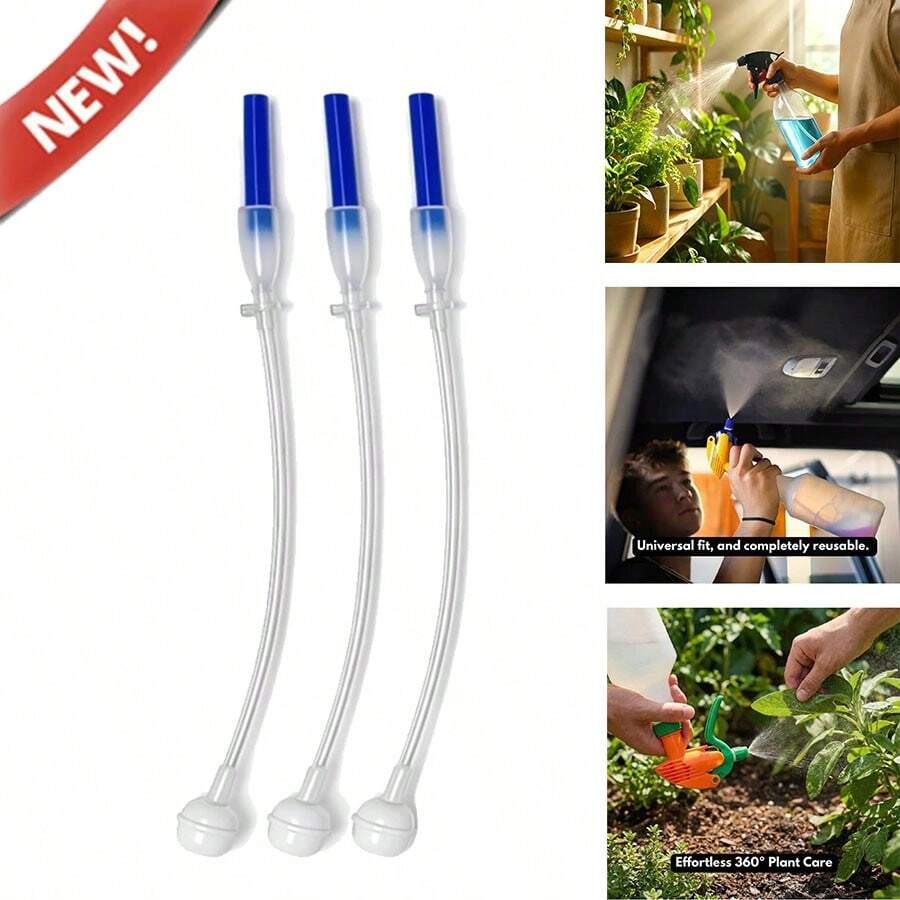 1SET 360° Spray Bottle Adapter Kit-Universal Fit Tilted Multi-Angle Sprayer Attachment With Weighted Tube Replacement For Home,Office&Kitchen Use, Multi-Angle Sprayer Attachment - A - View 1