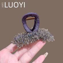 東大門重工高級クリスタルヘアクリップ、バックヘッドのヘアアレンジを使うシャーククリップヘアアクセサリー - パープルクリスタルクロー - チェックする 4