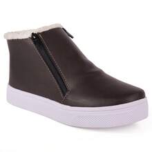 Women's Ankle Boots With Fur Lining, Short Shaft, And Side Zipper - Lightweight And Comfortable - Earth Brown - View 2