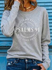 Women I Sought Lord Religious Long Sleeve Tee, Bold Inspirational Verse Print Soft Breathable Casual Faith Top Ideal Christian Gift Daily Wear - 淺灰色1 - 查看 7