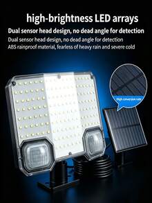 1pc Split-Type Solar-Powered Sensor Wall Lamp 144 LED Single/Double Sensor Wall Lamp Waterproof Multi-Level Dimming Suitable For Courtyard Security, Garage Lighting, Villa Exterior Walls, Emergency Lighting And Other Multiple Lighting Scenarios - 144 LED Split-type Induction Wall Light - View 7