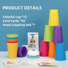 Tecforood Stacking Cups Toy For Kids, Educational Nesting Stacking Cups Multi Layer Building Set, Montessori Color Recognition Learning Toy, Fine Motor Skills Hand Eye Coordination Training Sensory Development Toy - Multicolor - View 7
