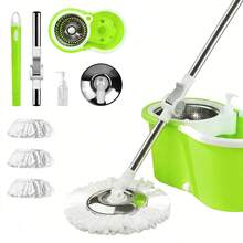 JIASLING Microfiber Spin Mop And Bucket Set With 3 Replacement Heads & Adjustable Stainless Steel Handle - B - 查看 4
