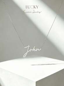 [ LUCKY ] Customized Diamond Name Necklace, Sparkling Name Necklace, Golden Name Necklace, Mother's Day Gift, Customized Jewelry Women's Gift - Manuscript Necklace - View 3