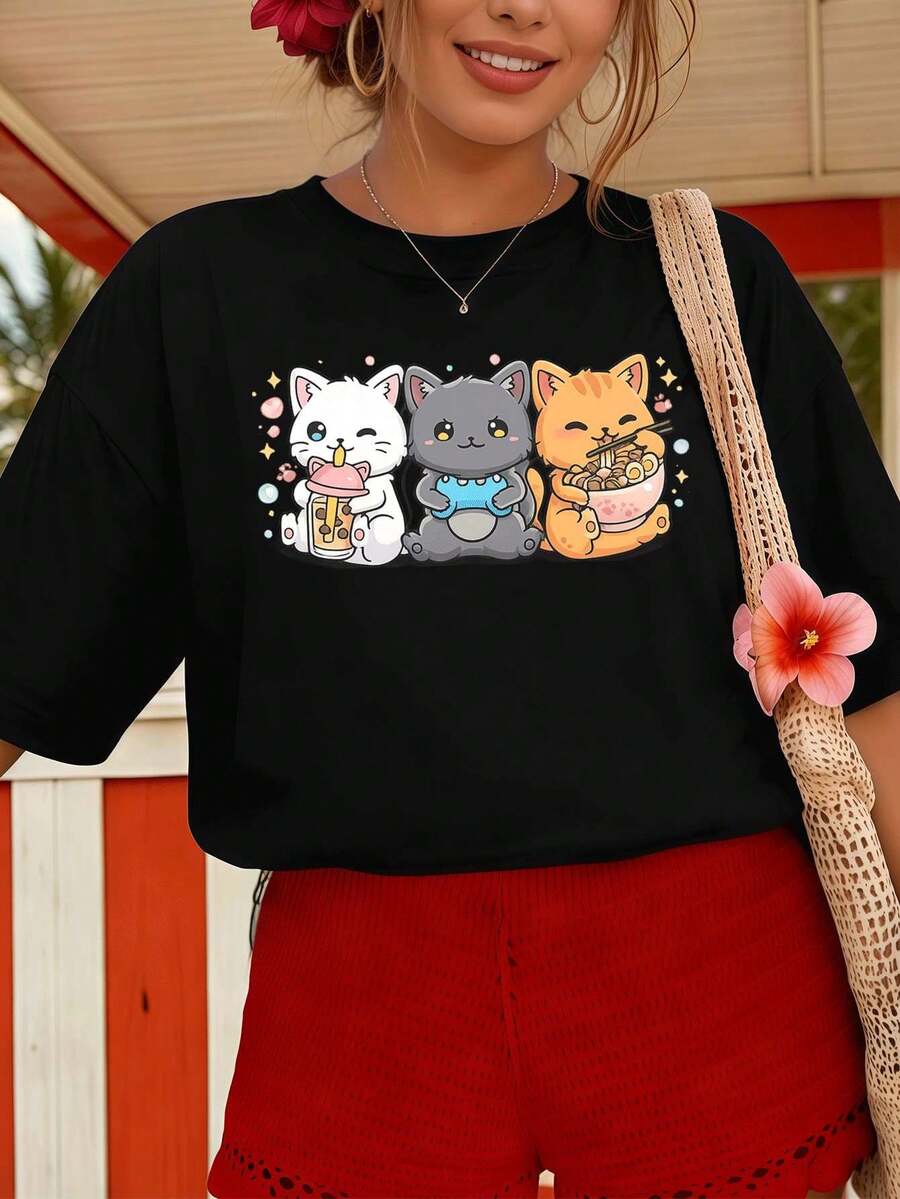 Women T-Shirts - Black - View 1
