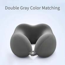 Almohada para el cuello en forma de U para adultos, soporte ergonómico para la siesta en viajes y oficina, comodidad media y suave para protección del cuello, almohada para el cuello RT6T - Negro - Ver 3