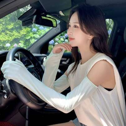 1 đôi ống tay chống tia UV không ngón mới, chất liệu lụa băng thoáng khí, rộng rãi dành cho nữ, thích hợp cho hoạt động ngoài trời mùa hè khi lái xe hoặc đạp xe.
