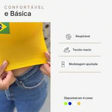 Women's Cropped Blouse Brazil Print Ribbed World Cup Premium T-Shirt - Yellow - View 4