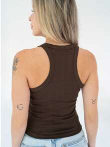 Kit Of 2 Women's Ribbed Cotton And Elastane Tank Tops - Brown/White - View 4