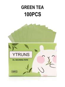 Ytruns 100PCS Bamboo Charcoal Green Tea Oil Absorbing Paper, Oil Control Facial Blotting Paper, Lightweight And Non-Staining Without Affecting Makeup, Matte Finish Skincare, Portable For Daily And Travel Use - Multicolor - View 9