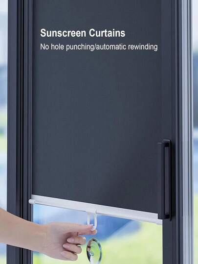 Expandable No-Drill Retractable Car Sunshade Curtain, Solar Powered Blackout Window Curtain, Indoor Sun Visor