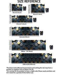 1pc Silica Gel Kitchen Mat, Modern Luxurious Hexagon (Honeycomb) Geometric Patchwork Pattern, With Varying Shades Of Blue-Gray And Charcoal Black Hexagons As Base, Accented By Distressed Gold Hexagons For A 3D Layered Visual Effect, Suitable For Minimalist High-End Kitchen Spaces. Luxurious And Fashionable Kitchen Mat, Cushioning And Anti-Fatigue - Multicolor - View 3