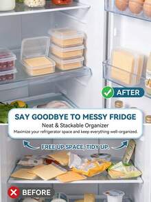 1pc Transparent PP Cheese Storage Container, Suitable For Home Refrigerator Preservation - Clear - View 3