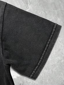 Bộ đồ nữ mùa hè 2026 mới, áo crop top và quần kiểu Y2K, phong cách đường phố retro dáng rộng, kiểu dáng gợi cảm phá cách, chất liệu vải mềm mại thoải mái được xử lý bằng enzyme, bộ đồ thường ngày chất lượng cao màu đen thanh lịch. - màu đen - Xem 5