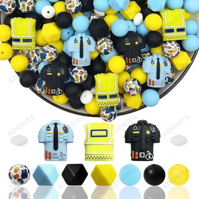 32/44/54pcs Series Silicone Bead Set, Uniform & Car Shaped Beads, DIY Necklace Bracelet Decor Pen Jewelry Pendant, Holiday & Birthday Gift