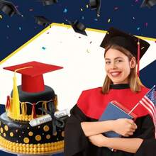 2 Pcs Small Graduation Cap And Diploma Cake Topper 2026 Graduation Party Cake Decorations Supplies Red - Màu đỏ - Xem 6