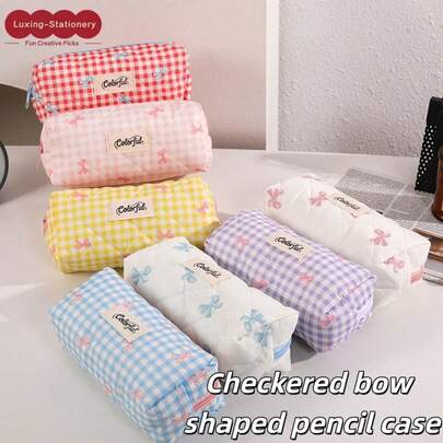 2026 New Arrival Cute Bow Pattern Pencil Case, Fresh Style Essential For Back To School, Suitable For Korean Design School, School Supplies, Pencil Pouch, Backpack, Stationery, Students, Exam Takers, Office Workers, Korean Style Enthusiasts, Stationery Lovers, Gift Giving, Classroom Learning, Stationery Organization, Daily Commute, Item Categorization, Campus Travel, Document Management