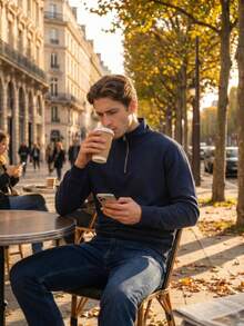 Men's High Neck Sweatshirt With Half Zip - 2026 , Casual Chic Style - 黃色的 - 查看 1