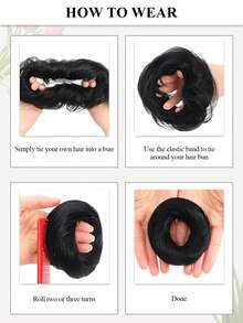 Real Human Hair Bun Extensions For Women - 16cm Stretching Wavy Messy Bun Scrunchie - Elastic Hair Band For High Ponytail Updo - Natural Fluffy Chignon For Daily Wear Wedding Travel Essential - Multicolor - View 13