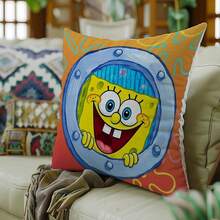 SpongeBob SquarePants 1pc Cartoon Style Pillowcase | Retro Style Pillowcase | Wedding Party And Home Decor Design | Creative Gift Pillowcase, Throw Pillow Cover, Sofa Decorative Cushion, Home Decor, Cushion Cover, 100% Polyester, Zipper Closure, Exquisite Home Decor - Multicolor - View 2
