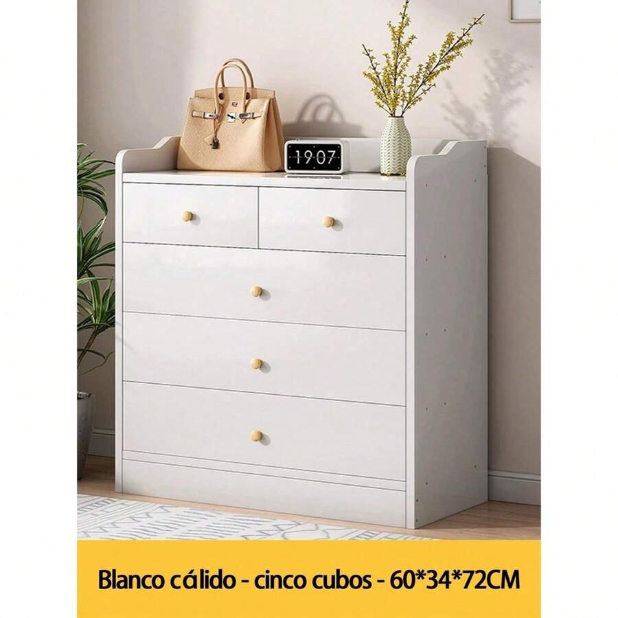 FENGSUN Guía Definitiva de Cajoneras | Cerradura de . Diseño Estiloso . Experto en Organización - Blanco cálido - 60 x 34 x 72cm - Ver 1