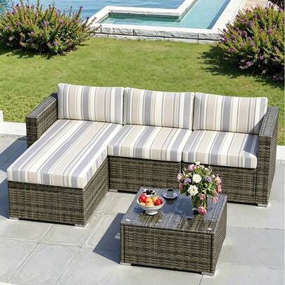 1pc Gray & White Striped Milk Silk Sofa Cushion Cover, High Elasticity Dust-Proof Washable Sofa Slipcover For Indoor/Outdoor Use, Suitable For Living Room, Bedroom, Dining Room, Patio
