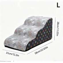 1pc Cartoon Pet Stairs, 2/3/4/5 Steps High Elastic Sponge Climbing Ladder Suitable For Elderly, Disabled Pets To Get On Sofa, Bed, Non-Slip Removable And Washable - Multicolor - View 11